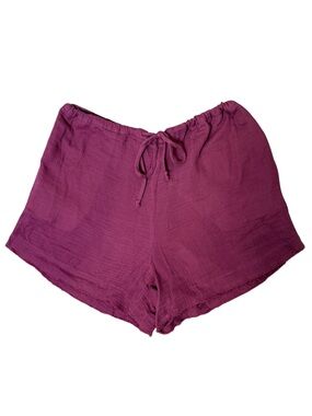 ROVE Medium 100% organic cotton High-Waist Magenta Drawstring Lounge Shorts